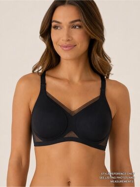 Honeylove Crossover Wireless Bra Black Mesh Shaping Support Size M